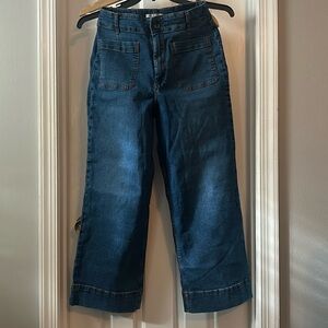 Bagatelle crop patch pocket wide leg jeans, size 29